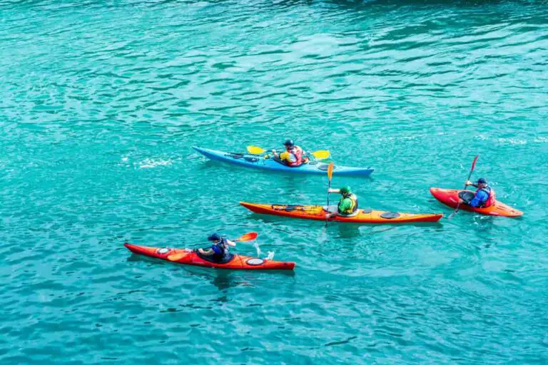 Kayaking on a blue open water