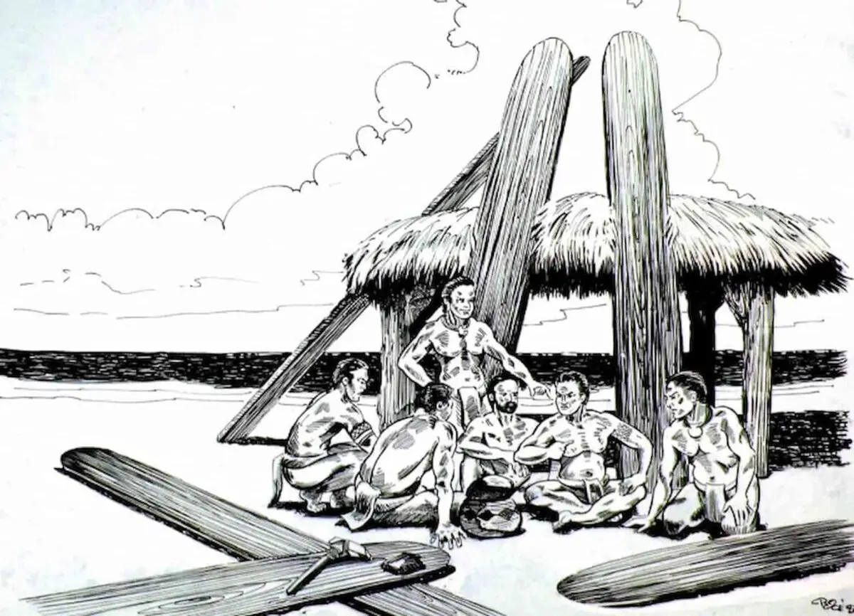 who invented surfing - depiction of what surfboards originally looked like